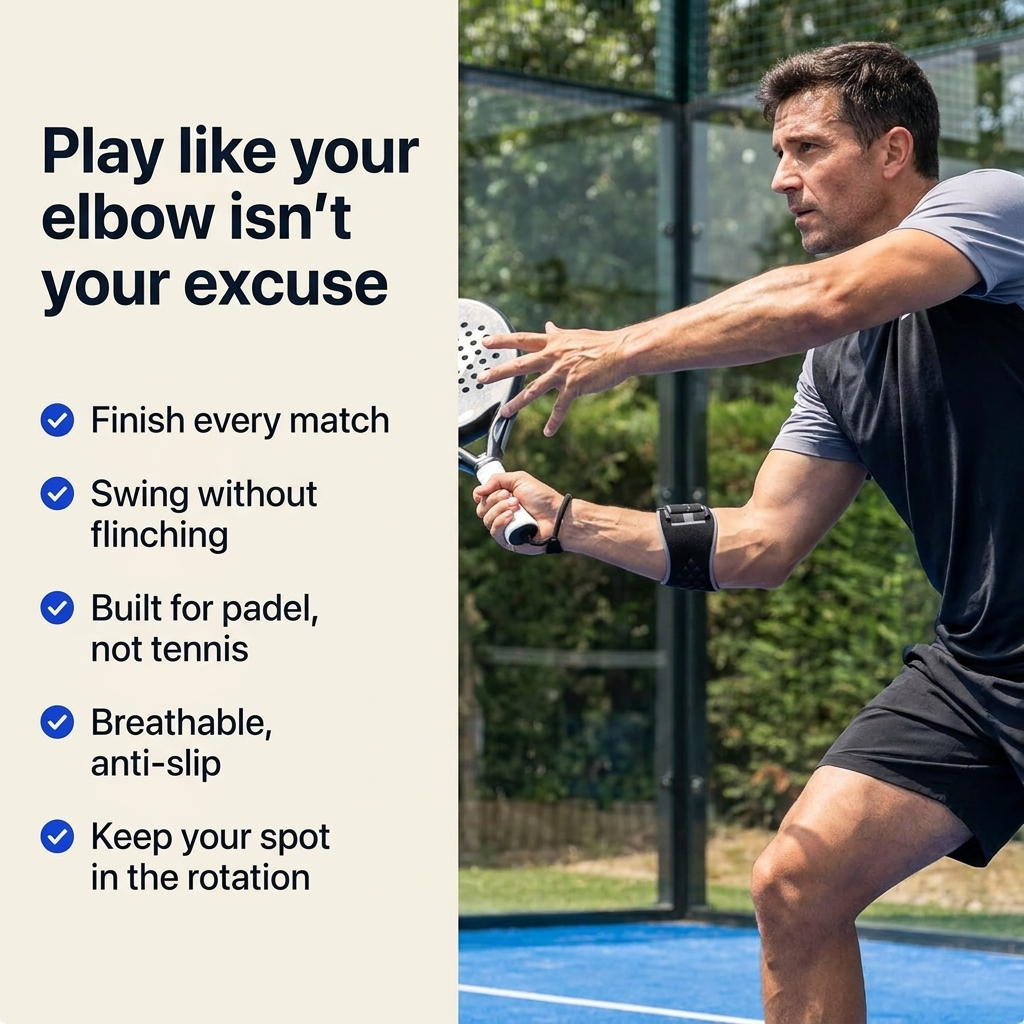 Why Noll Court — benefits: finish every match, swing without flinching, built for padel